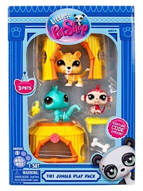 Littlest Pet Shop Tiki Jungle Play Pack Iguana Tiger Monkey Figures Playset